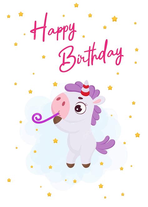 Magical Unicorn Birthday Party Invitation Card Card Event Welcome Vector, Card, Event, Welcome ...