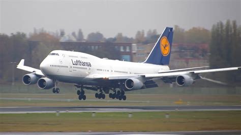 RARE!! Lufthansa Boeing 747-400 [D-ABTL] Crosswind Landing at Berlin Tegel Airport [Full HD ...