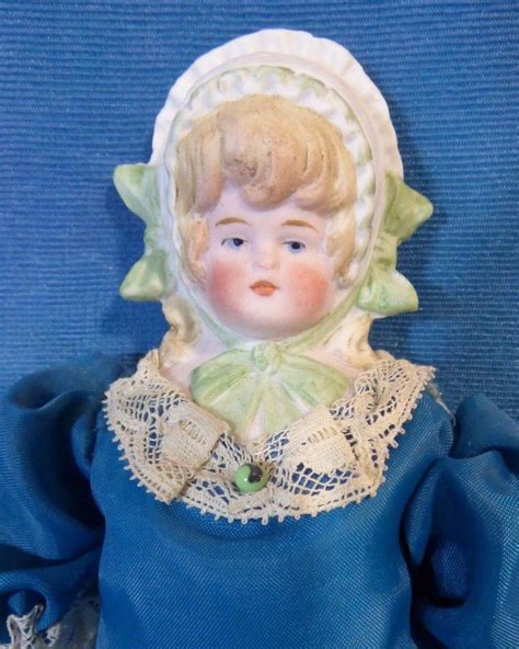 Antique 1880s German Bonnet Head Bisque Dollhouse Doll Mignonette Ex ...