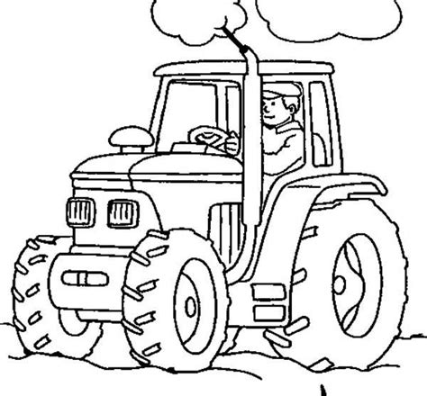 Coloring Pages | Farmer Working With Tractor Coloring Page