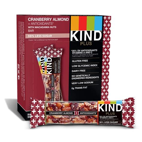 KIND Bars, Cranberry Almond + Antioxidants with Macadamia Nuts, Gluten ...