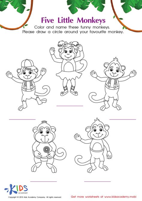 Five Little Monkeys Jumping On The Bed Coloring Pages