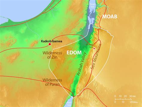 FreeBibleimages :: Maps of Edom :: Maps of Edom the land of the Edomites (Bible overview)