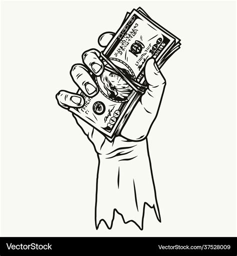 Male hand holding stack money Royalty Free Vector Image