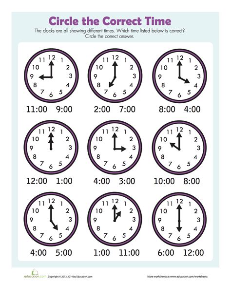 Analog Clock Worksheets 2nd Grade