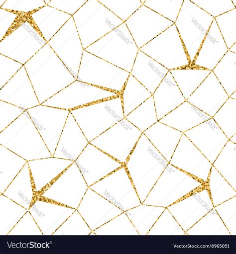 Mosaic geometric seamless pattern 3d gold white 1 Vector Image