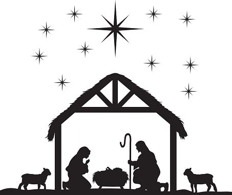 Nativity Scene Silhouettes Stock Illustration - Download Image Now - Nativity Scene, In ...