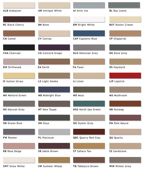 Tec Grout Colors Chart