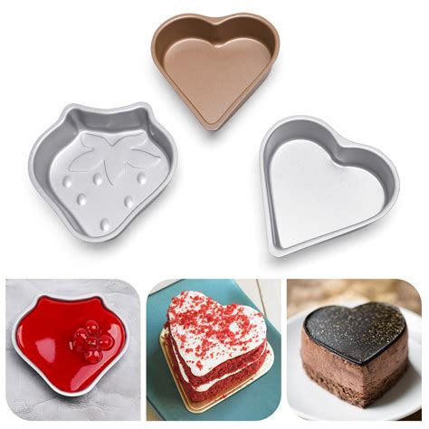 3pcs Cake Pan, Heart Shaped Cake Pans for Baking, Mini Aluminum Foil ...