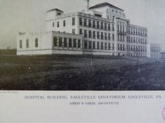 Hospital Building, Eagleville Sanatorium, Eagleville, PA, 1928, Lithograph – St. Croix Architecture