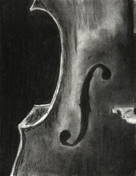 With a keen interest in orchestral music, this work of a violin created with charcoal is simply ...