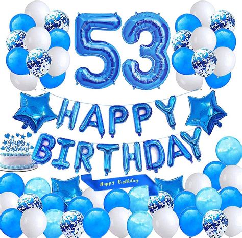 Blue 53rd Birthday Decoration Happy Birthday Banner India | Ubuy