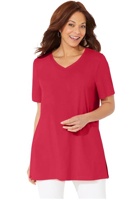 Catherines - Catherines Women's Plus Size Petite V-Neck Easy Fit Tee ...