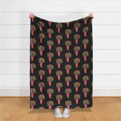 Nosegay Flower Bouquet - Black Fabric | Spoonflower