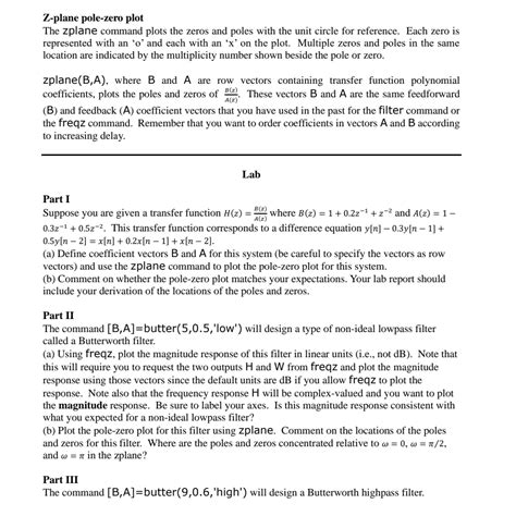 Solved Z-plane pole-zero plot The zplane command plots the | Chegg.com