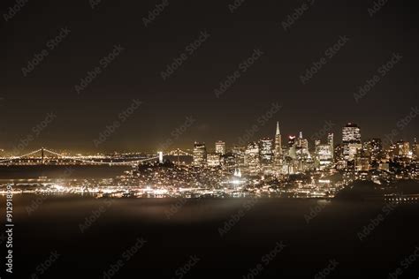 San Francisco skyline at night Stock Photo | Adobe Stock