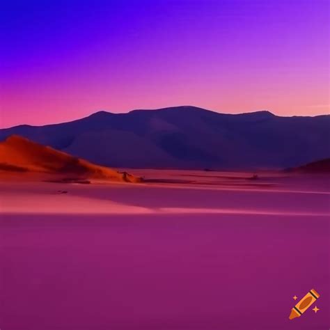 Purple sunset over desert mountains on Craiyon