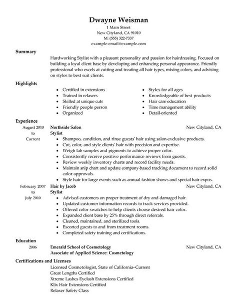 Professional Stylist Resume Examples | Cosmetology | LiveCareer