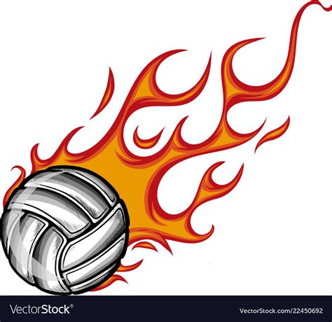 Volleyball flaming ball cartoon Royalty Free Vector Image