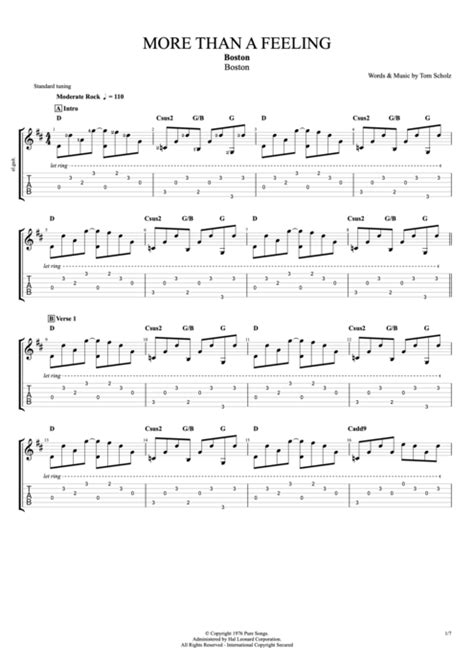 More Than a Feeling Tab by Boston (Guitar Pro) - Compacted Full Score | mySongBook