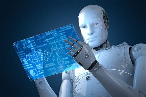 Robot with education hud stock illustration. Illustration of humanoid ...