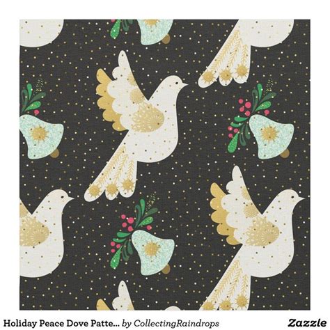 Holiday Peace Dove Pattern Fabric | Christmas craft supplies, Fabric ...