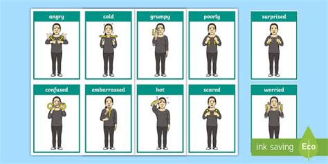 British Sign Language BSL Emotions and Feelings Flashcards