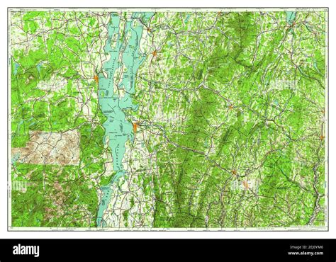 Lake Champlain, New York, map 1958, 1:250000, United States of America by Timeless Maps, data U ...