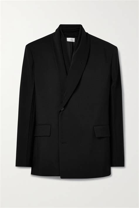 The Row Ares Oversized Crepe De Chine And Wool And Mohair-blend Piqué Blazer in Black | Lyst