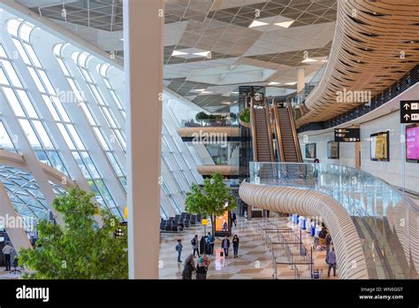 Heydar Aliyev International airport interior, Baku, Azerbaijan Stock ...