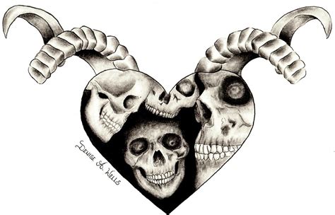 Evil Heart tattoo by Denise A. Wells | Horned heart with sku… | Flickr