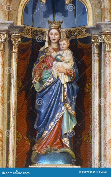 Virgin Mary With Baby Jesus, Statue On The High Altar In The Parish ...