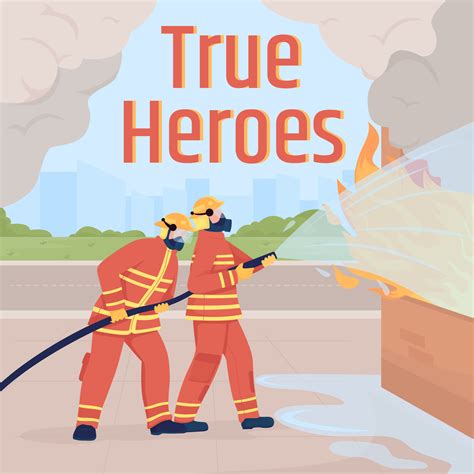 Firefighters social media post mockup. True heroes phrase. Web banner ...