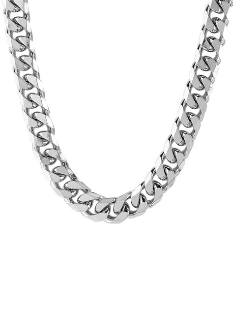 Coastal Jewelry - Coastal Jewelry Men's 24 Inch Stainless Steel Beveled Curb Chain Necklace (10 ...