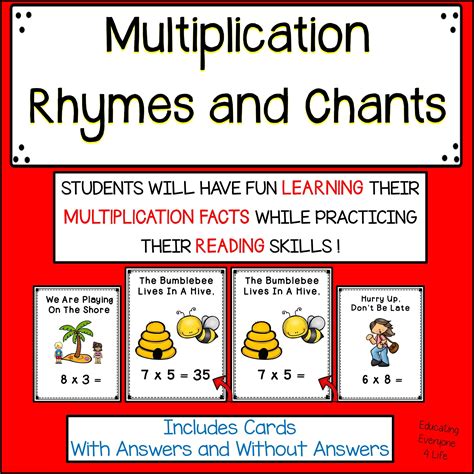 Multiplication Rhymes Printables