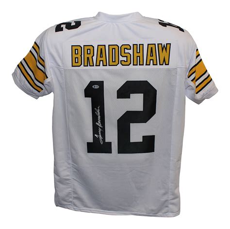 Terry Bradshaw Autographed/Signed Pro Style XL White Jersey BAS 29497 – Denver Autographs