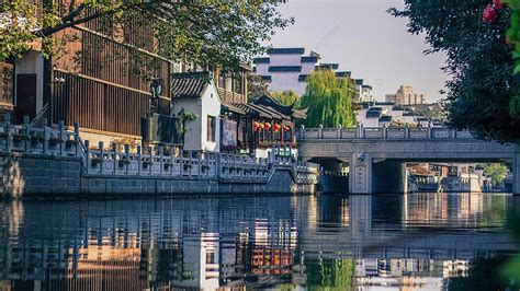 Nanjing Confucius Temple Hd Photo Background, Nanjing, Confucius Temple, Small Bridge Running ...