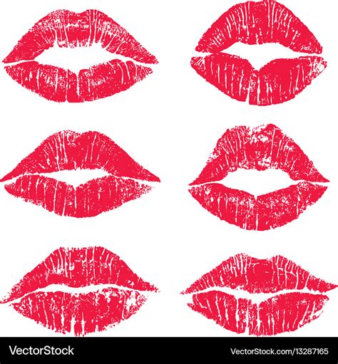 Female lips kiss print set Royalty Free Vector Image