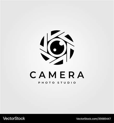 Photography camera lens logo minimalist design Vector Image