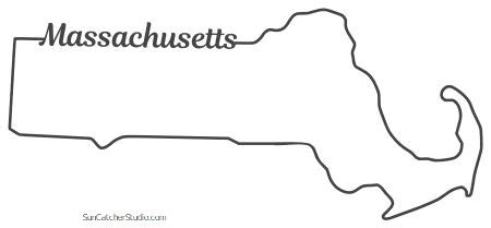 the map of massachusetts with its capital and state outlined in black on a white background