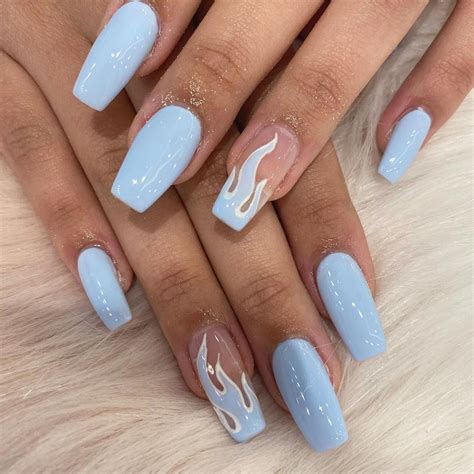 UPDATED: 55 Blissful Baby Blue Acrylic Nails (August 2020)