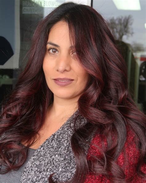 Burgundy Highlights on Naturally Black Hair Hair Color Auburn, Auburn Hair, Red Hair Color ...