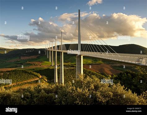 The world famous Millau viaduct captured in the evening light Stock Photo - Alamy