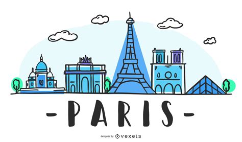 Paris Skyline Hand Drawn Design Vector Download