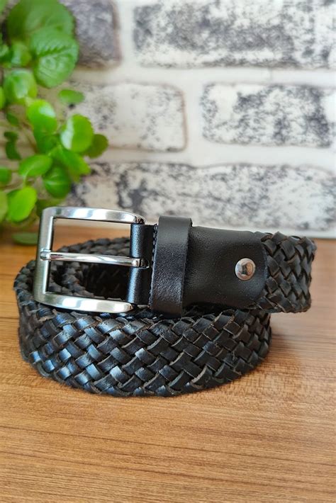 Buy Black Leather Braided Belts For Men - LeatherBeltsOnline.com