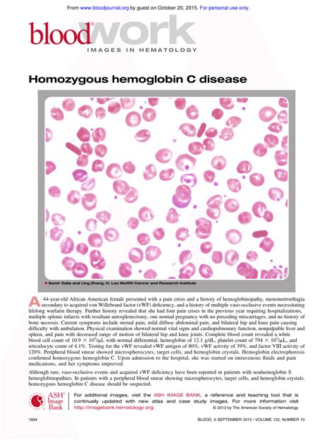 (PDF) Homozygous hemoglobin C disease