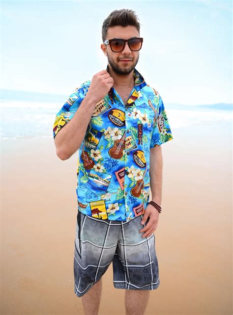 Top Quality Beach Shirts Men Short Sleeve Hawaiian Style Cotton Floral ...