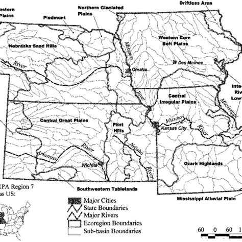 General overview map of EPA Region 7. Features shown include State and ...