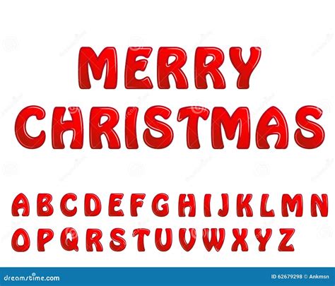 Red Shiny Letters Holiday Fonts Merry Christmas Stock Vector - Image ...