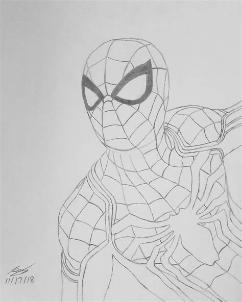 Here's my sketch of Spider-Man's Advanced Suit, hope you guys like it : r/Marvel